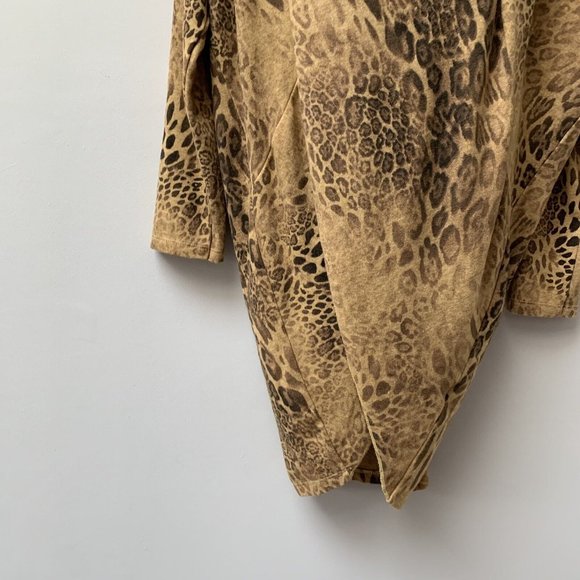 Made In Italy Crossover Knit Tunic Jumper Fits UK 10 12 14 Animal Leopard Print - Picture 3 of 9
